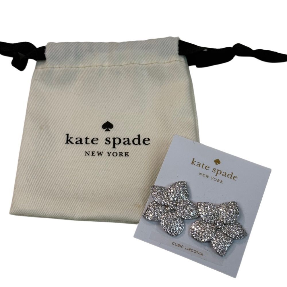 NWT Kate Spade Blooming Pave Silver Crystal Earrings